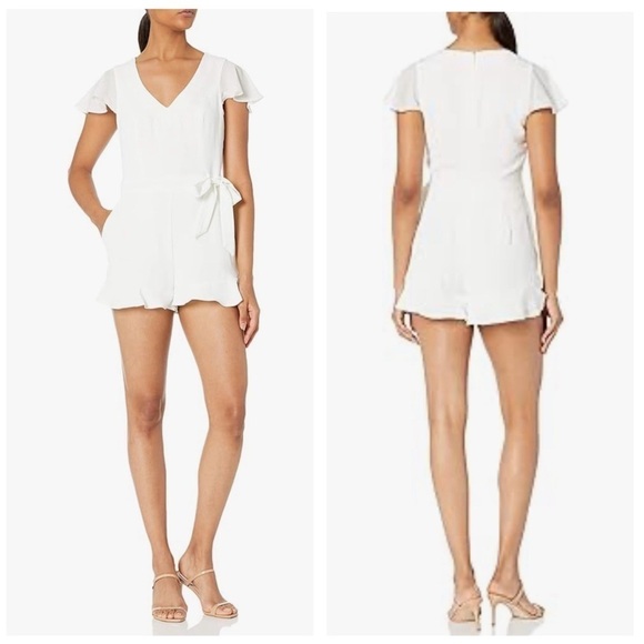 Parker Catherine Flutter Sleeve Women's Romper, New with Tags, Small, MSRP $298 - Picture 1 of 5